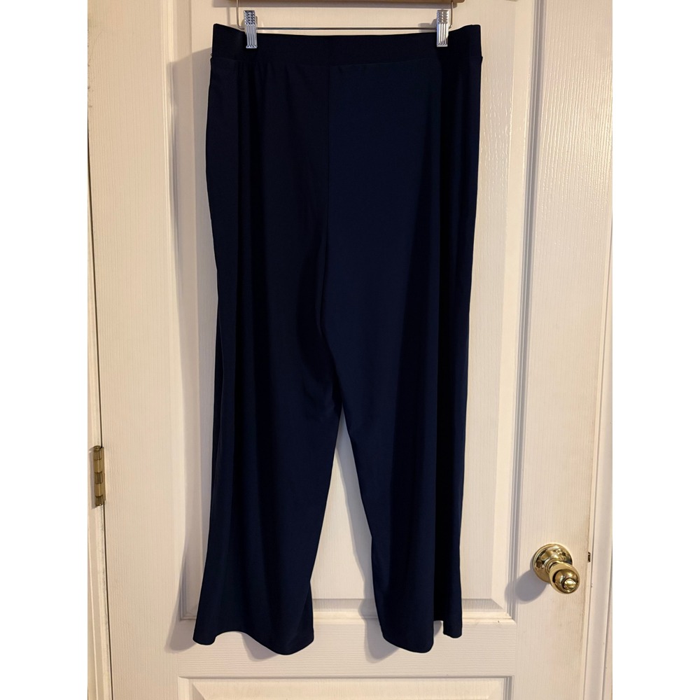 Chaus Wide Leg Pants Women XL Navy Like New Pull On Waist Jersey Trouser